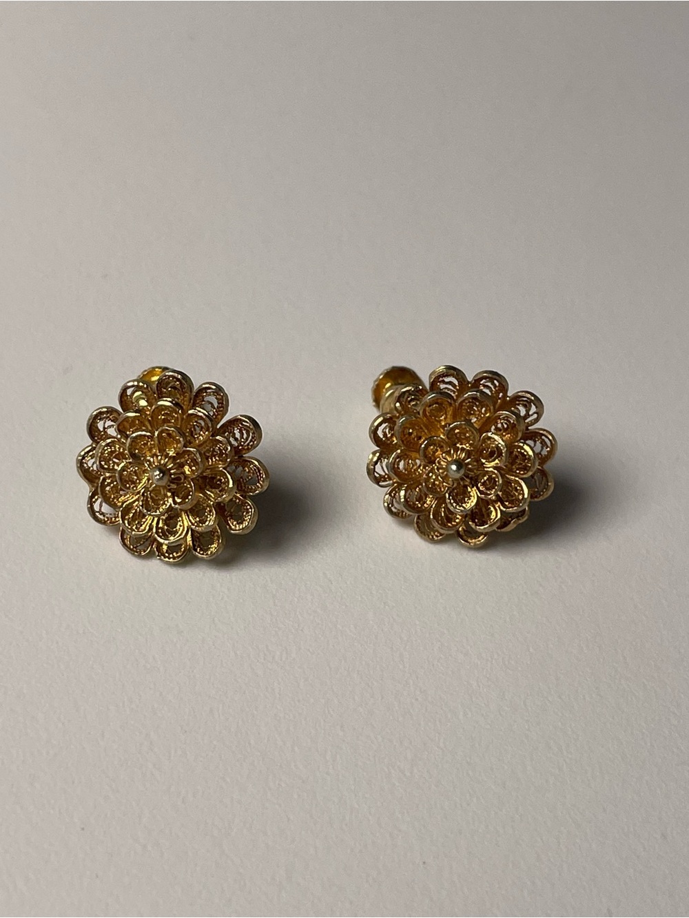 Floral Gold-Toned Cluster “Clip-On” Earrings